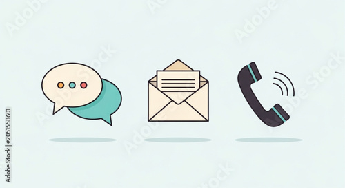 Communication icons for messaging email and phone calls.