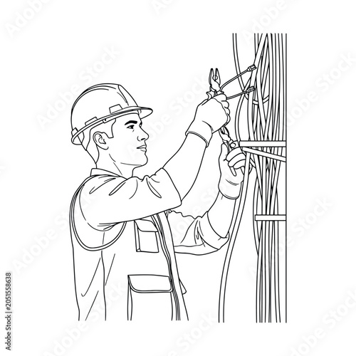 Cable Lineman Utility Worker Illustration
