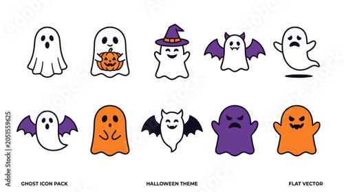 Halloween Ghost Icon Pack Spooky and Cute Characters for Your Designs
