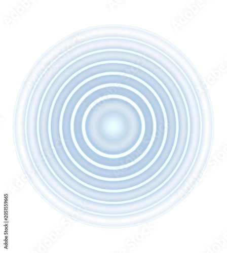 Soft blue concentric circular rings forming a ripple-like target with a glowing center on a transparent background