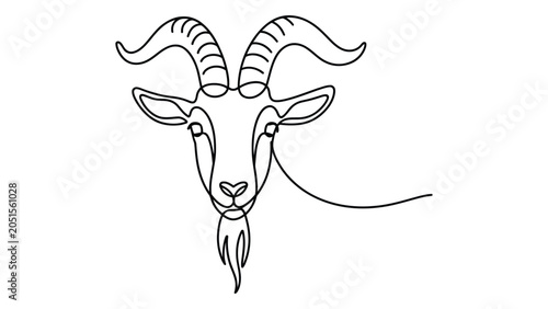Canvastavla continuous one line drawing of mountain goat head, minimalist wildlife outline i