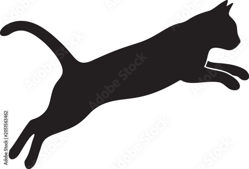 Black silhouette of a cat jumping
