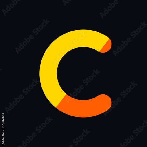 Modern geometric yellow and orange letter C logo design symbol on a dark black illustration