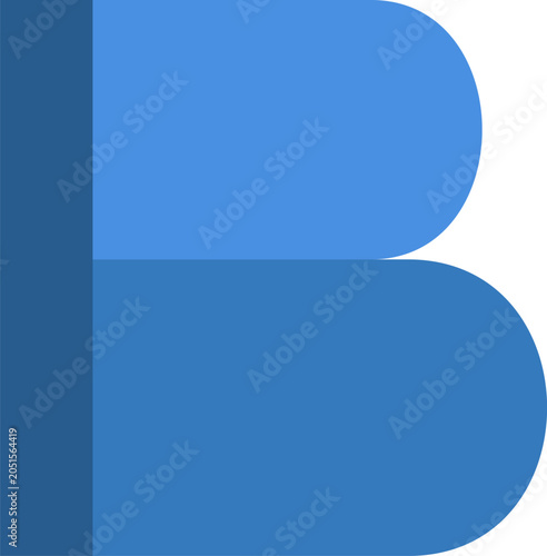 Modern minimalist capital letter B logo design featuring blue overlapping geometric shapes on white illustration