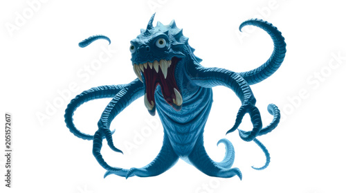 Fotografia Monster Creature with Sharp Teeth and Tentacles for Fantasy Design