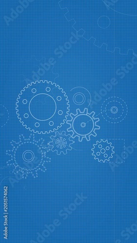 Industrial Gear Blueprint Background