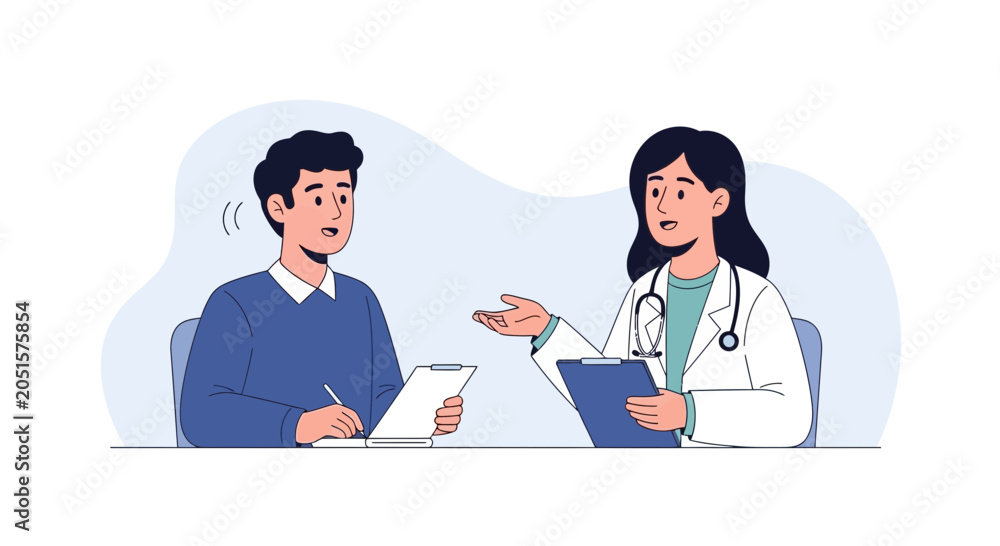Fototapeta premium Doctor and Patient Consultation Flat Design