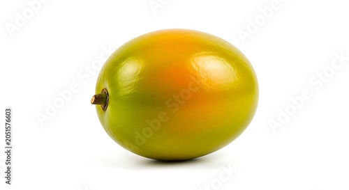 Single ripe mango isolated on white background
