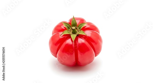 A single red bell pepper isolated on white background