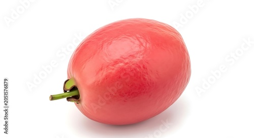 Single red rose apple fruit isolated on white background