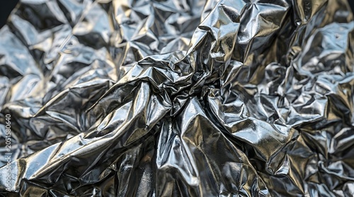 Close Up of Silver Foil Texture with Metallic Shavings Background