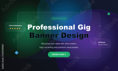 Professional gig banner design with modern colorful background
