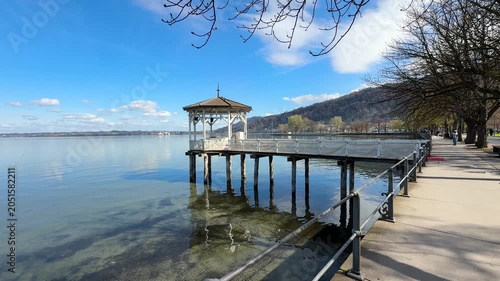 Peaceful Lake Constance Waterfront in Bregenz, Austria on a Sunny Day