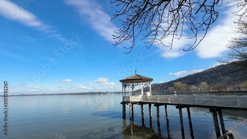 Peaceful Lake Constance Waterfront in Bregenz, Austria on a Sunny Day