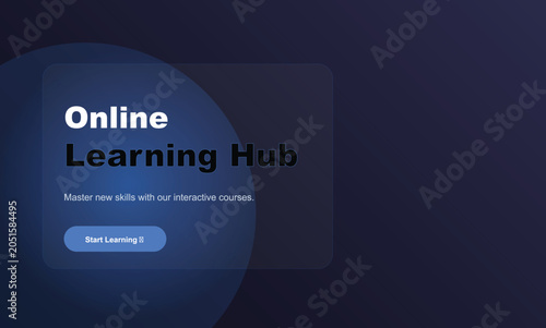 Online learning hub website on dark screen with start button