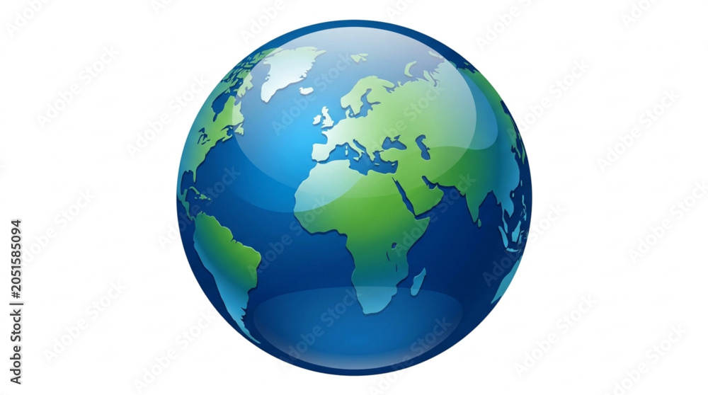 Fototapeta premium Realistic Earth Globe Showing Continents and Oceans.