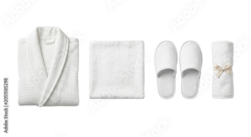 Tableau sur toile White spa and hotel bath accessories set, isolated on transparent background