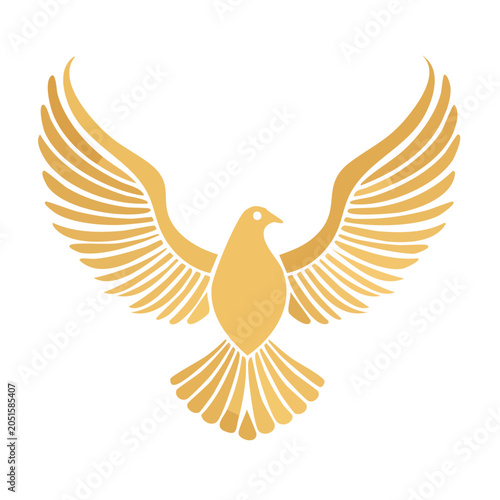 Stylized golden dove with open wings