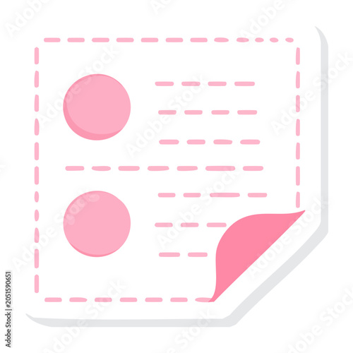 Pink checklist icon with dashed border