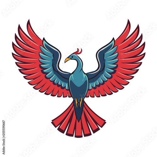 Stylized phoenix bird illustration with spread wings
