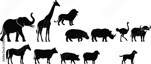 Foto Standing grizzly bear silhouette icon with silhouette standing wildlife