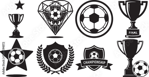 Black and white soccer icons