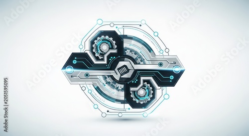 Futuristic Industrial Gear Concept Technology.
