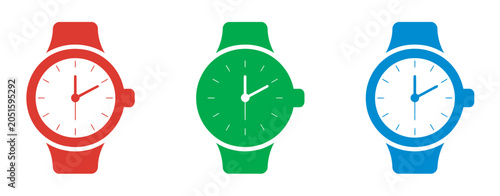 Canvastavla Wristwatch Icon Set, Colorful Minimal Watch Designs, Simple Modern Timepiece Sym