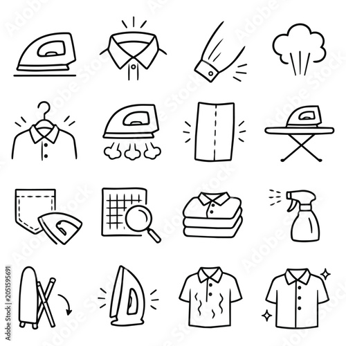 Photography Laundry Ironing With Clothes Care Icons