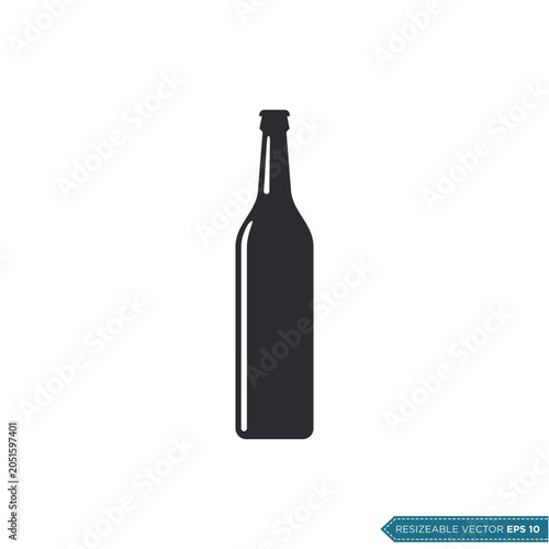 Simple Beer or Wine Bottle Icon Vector Template Illustration Design