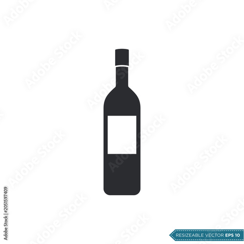 Simple Beer or Wine Bottle Icon Vector Template Illustration Design