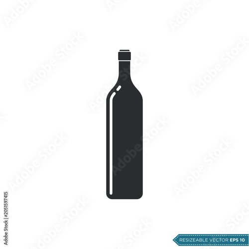 Simple Beer or Wine Bottle Icon Vector Template Illustration Design EPS 10