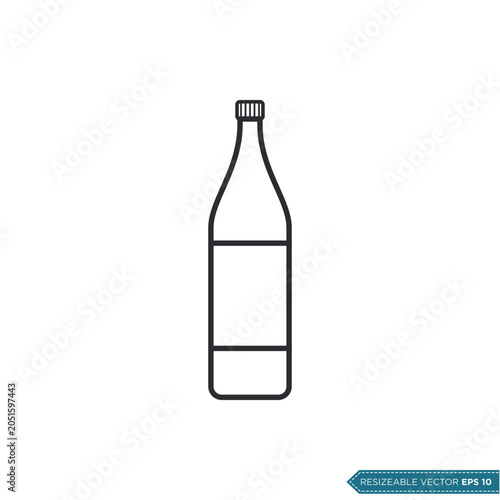 Line Art Beer or Wine Bottle Icon Vector Template Illustration Design
