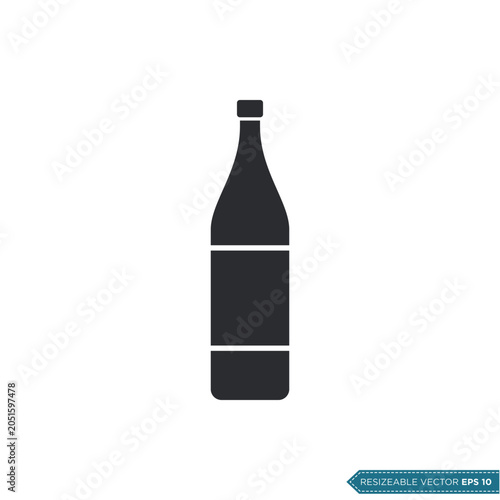 Black Beer or Wine Bottle Icon Vector Template Illustration Design