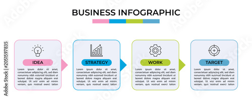 Business Info Graphic Design Template Vector With Icons And 4 Options Or Steps.