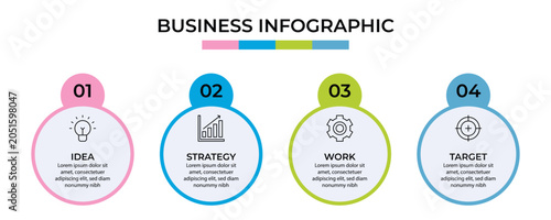 Quadro su tela Business Info Graphic Design Template Vector With Icons And 4 Options Or Steps