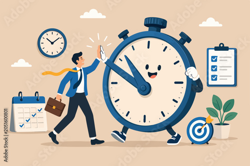 Konstfotografi Success time management, finish work and appointment time or work efficiently wi