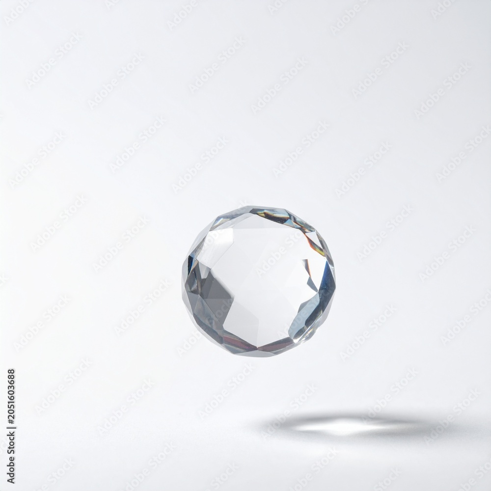 Fototapeta premium Clear Faceted Crystal Teardrop Pendant Precision-Cut Glass Jewelry Decor Transparent Water Droplet Shape Light Reflection Minimal Background Stock Image 2026 2027 Trending SEO Top Ranking