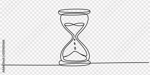 Foto One continuous line drawing of sand hourglass