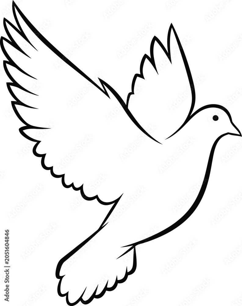 Fototapeta premium Flying white dove silhouette
