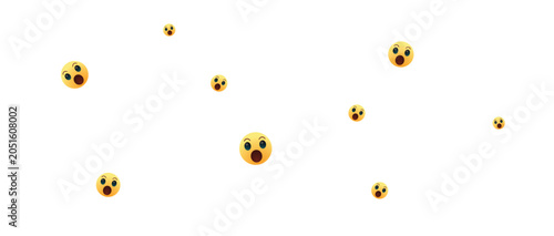 Tableau sur toile Set of multiple yellow shocked face emojis with wide open mouths expressing surp