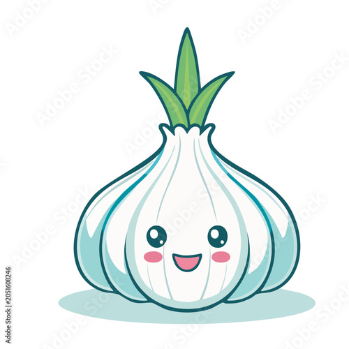 Cute Kawaii Garlic Character Illustration