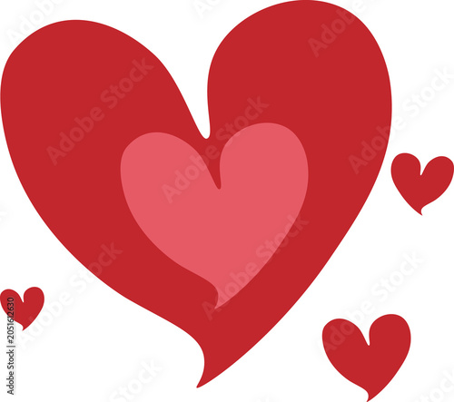 Cute Red and Pink Hearts Set, Hand Drawn Valentine Clipart