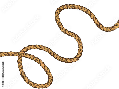 Hand-Drawn Vintage Nautical Rope Illustration Isolated on transparent Background