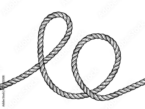 Hand-Drawn Twisted Rope Illustration with Decorative Loops on transparent Background