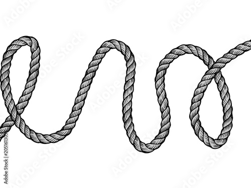 Hand Drawn Vintage Style Looping Rope Illustration Isolated on transparent Background