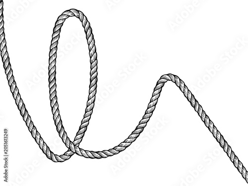Hand Drawn Vintage Engraving Style Nautical Rope Loop Illustration