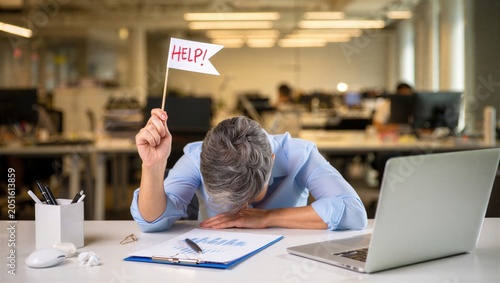 Accountant Stressed Amidst Stacks Of Documents, Waving