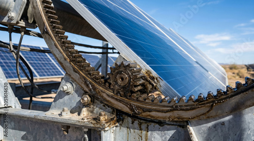 Solar Tracking Gear Mechanism on Panel Mount