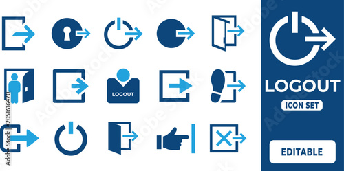 Fotografie Logout and Sign Out Icon Collection Set